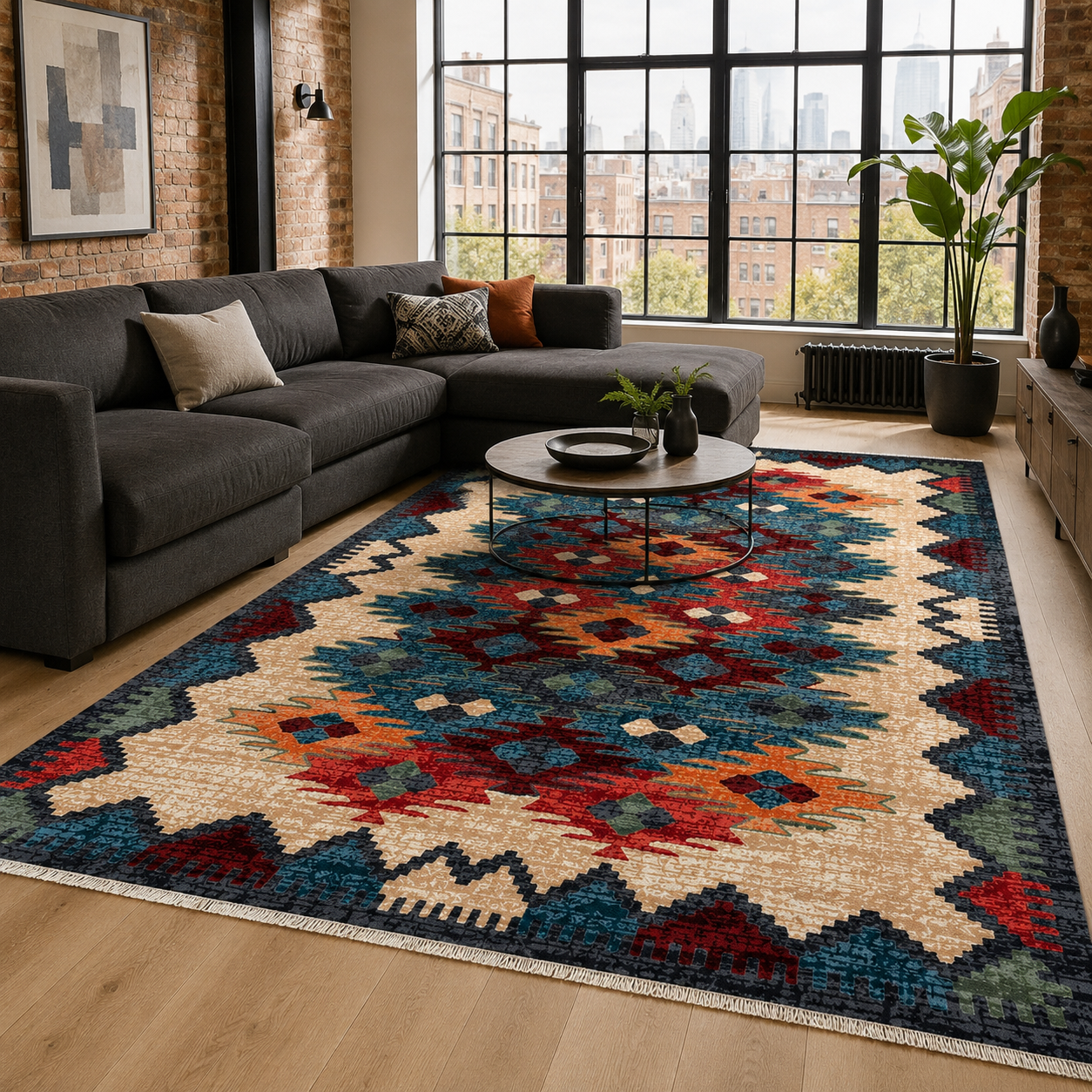 RW7067 washable chenille rug texture and pattern detail