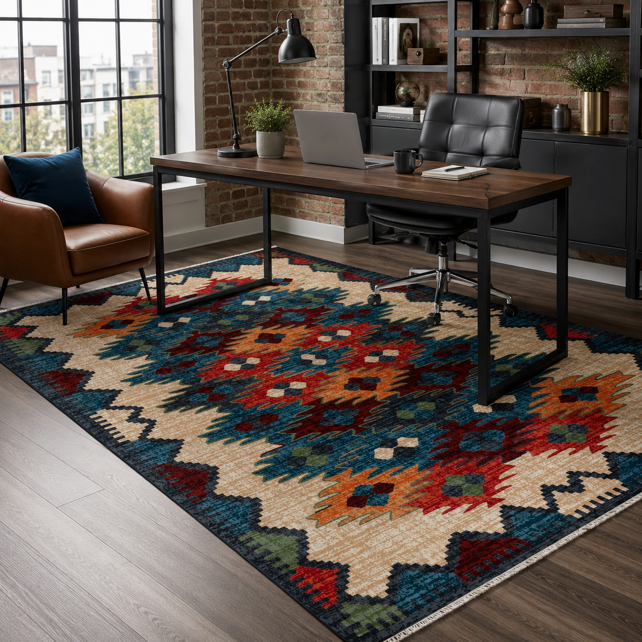 RW7067 washable chenille rug texture and pattern detail