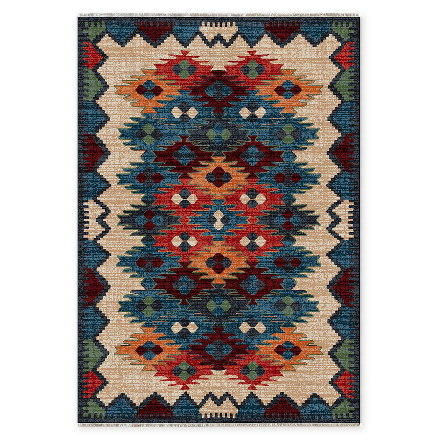 Waschbarer Teppich „Karabagh Navy Tribal“