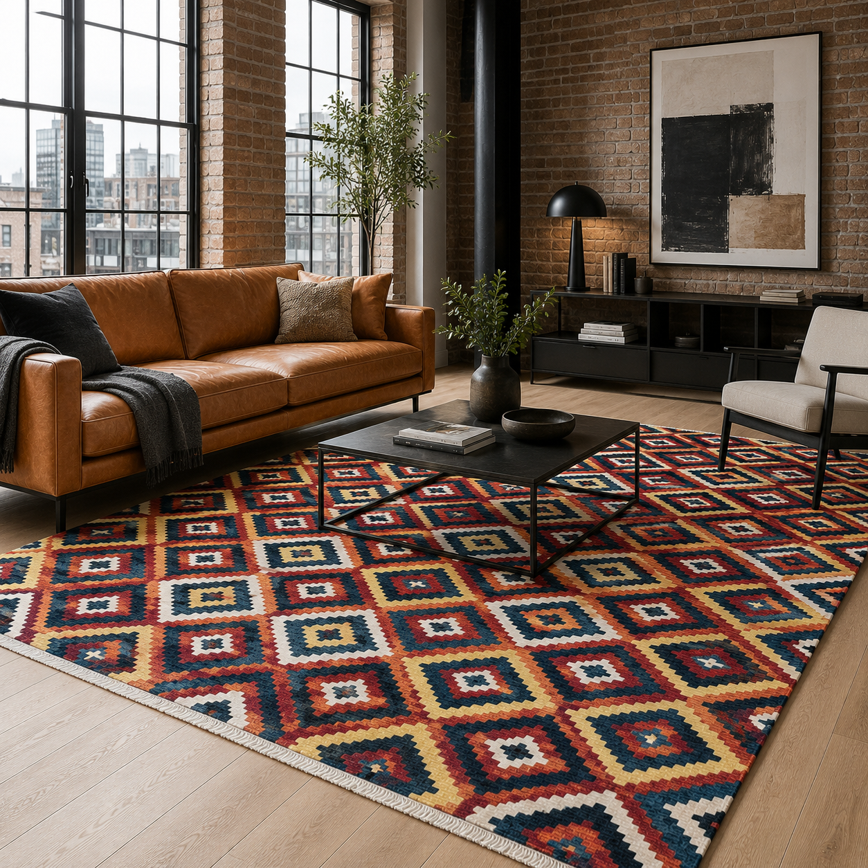 RW7069 washable chenille rug texture and pattern detail