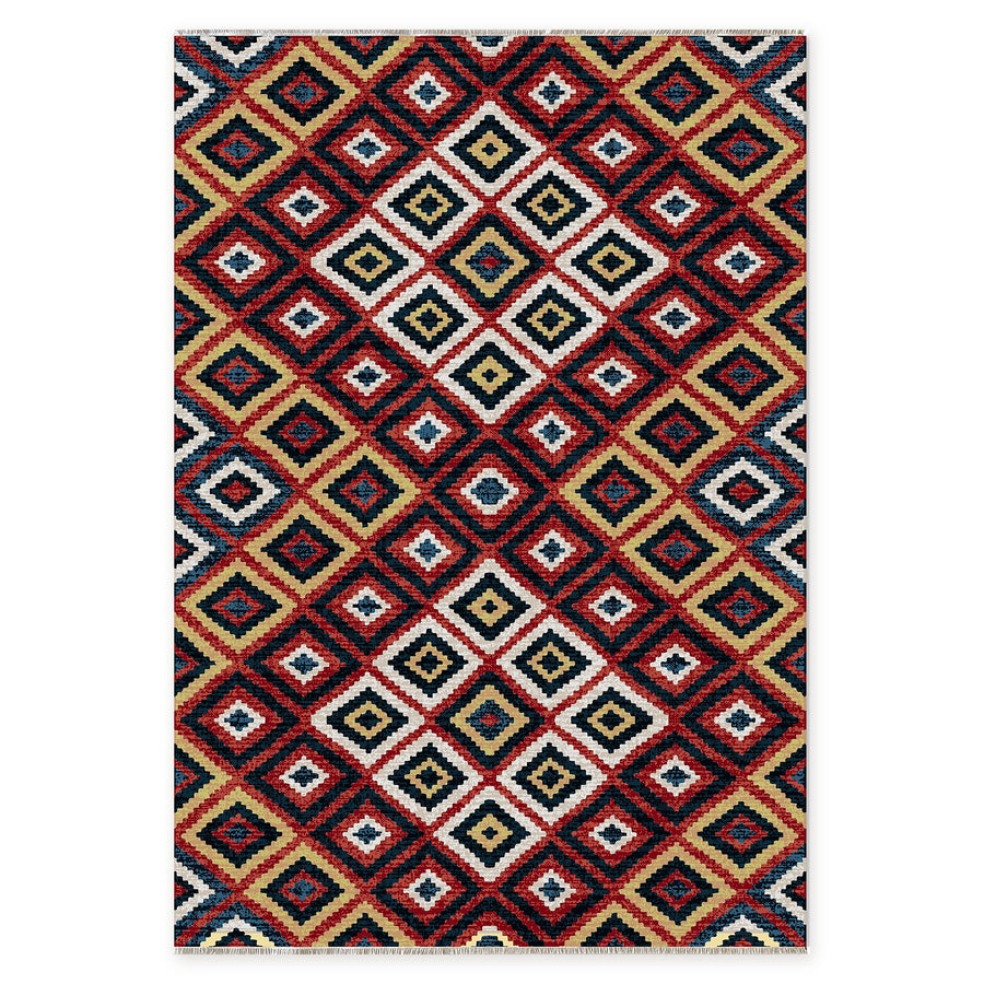 Yomut Granat Tribal Waschbarer Teppich