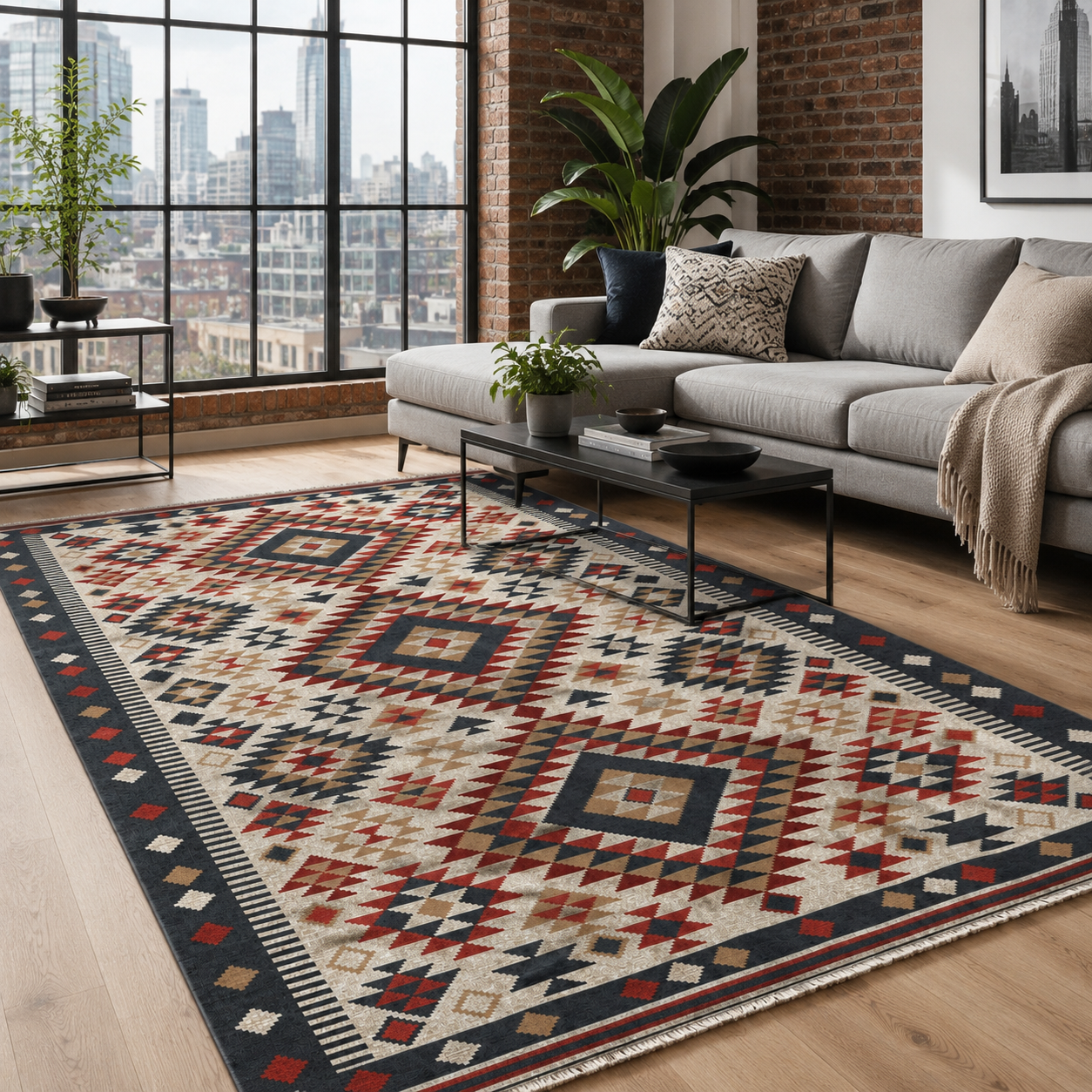 RW7072 washable chenille rug texture and pattern detail