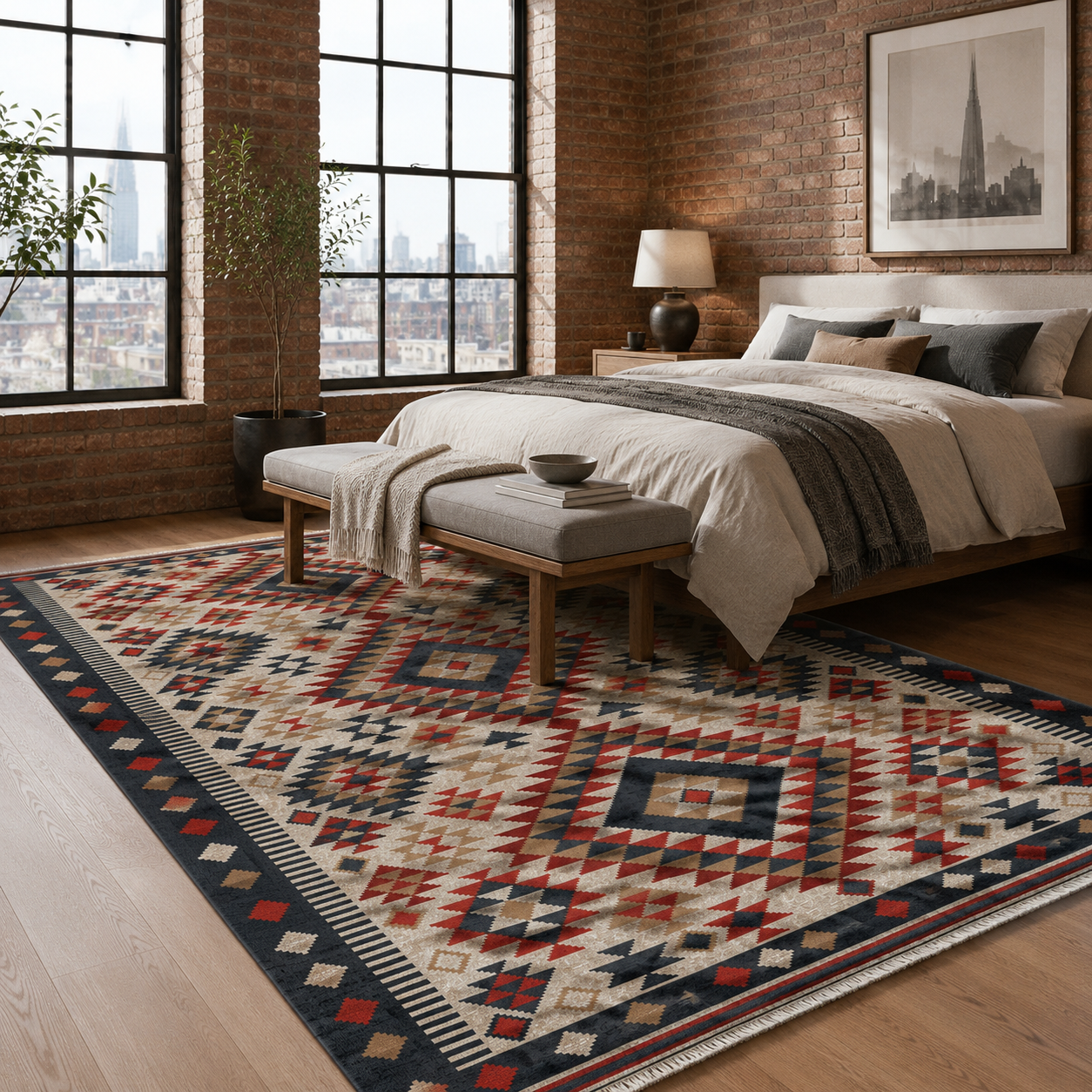 RW7072 washable chenille rug texture and pattern detail