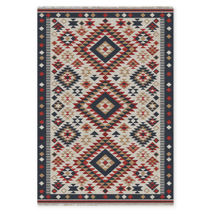 Ember Diamonds Warm Brown Heritage Washable Rug