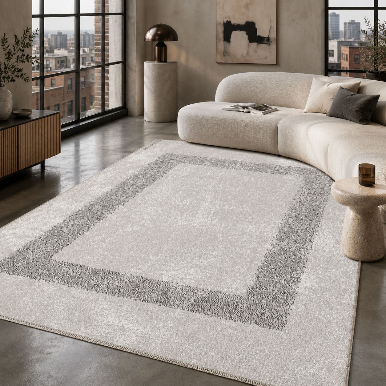 RW7074 washable chenille rug texture and pattern detail