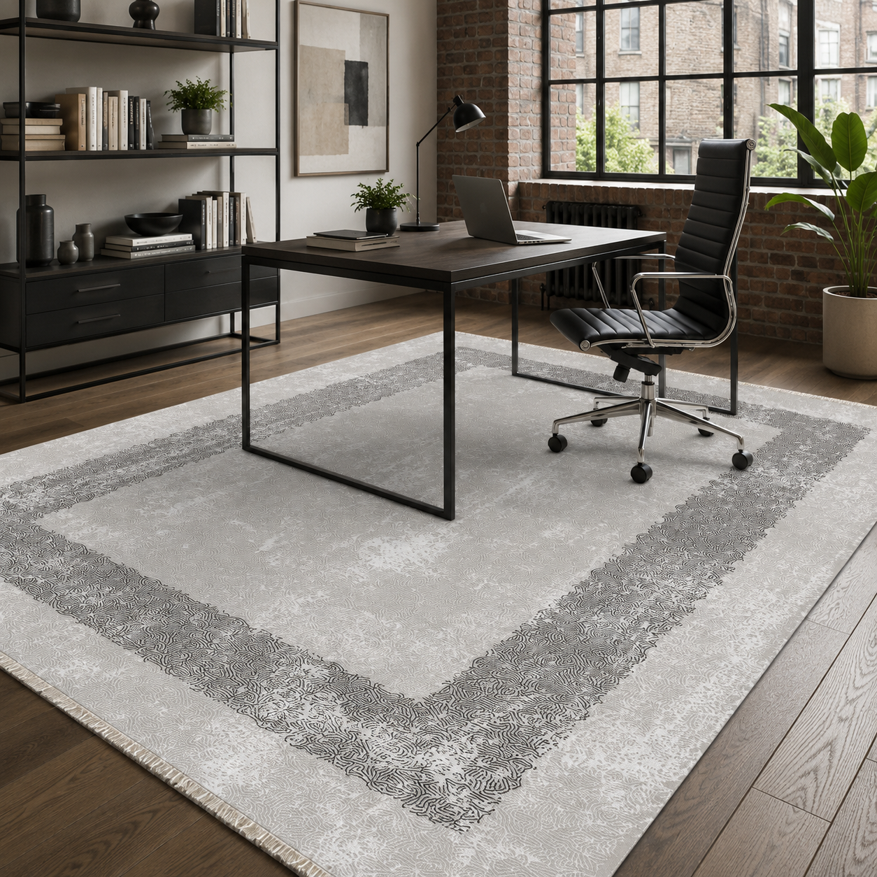 RW7074 washable chenille rug texture and pattern detail