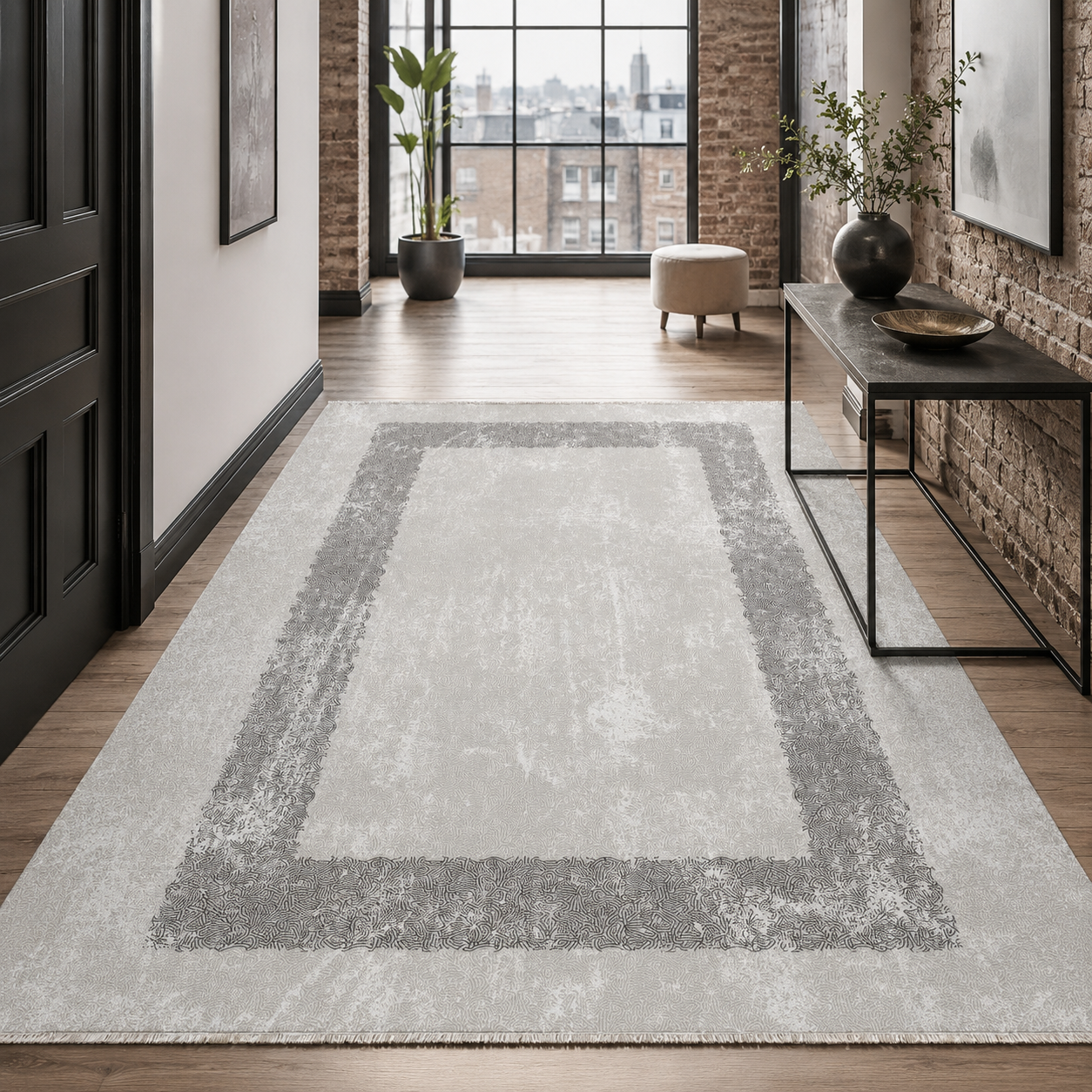 RW7074 washable chenille rug texture and pattern detail