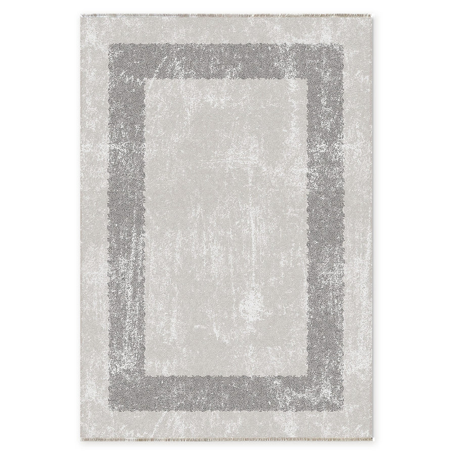 Timeless Linework Soft Grey Modern Washable Rug
