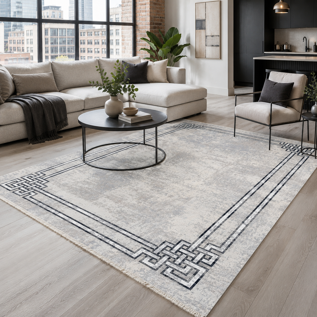 RW7076 washable chenille rug texture and pattern detail