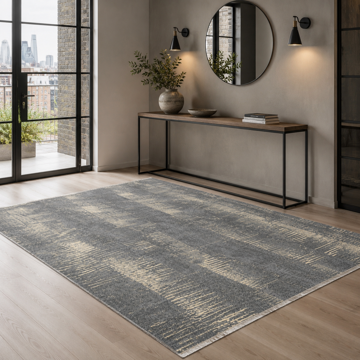 RW7079 washable chenille rug texture and pattern detail