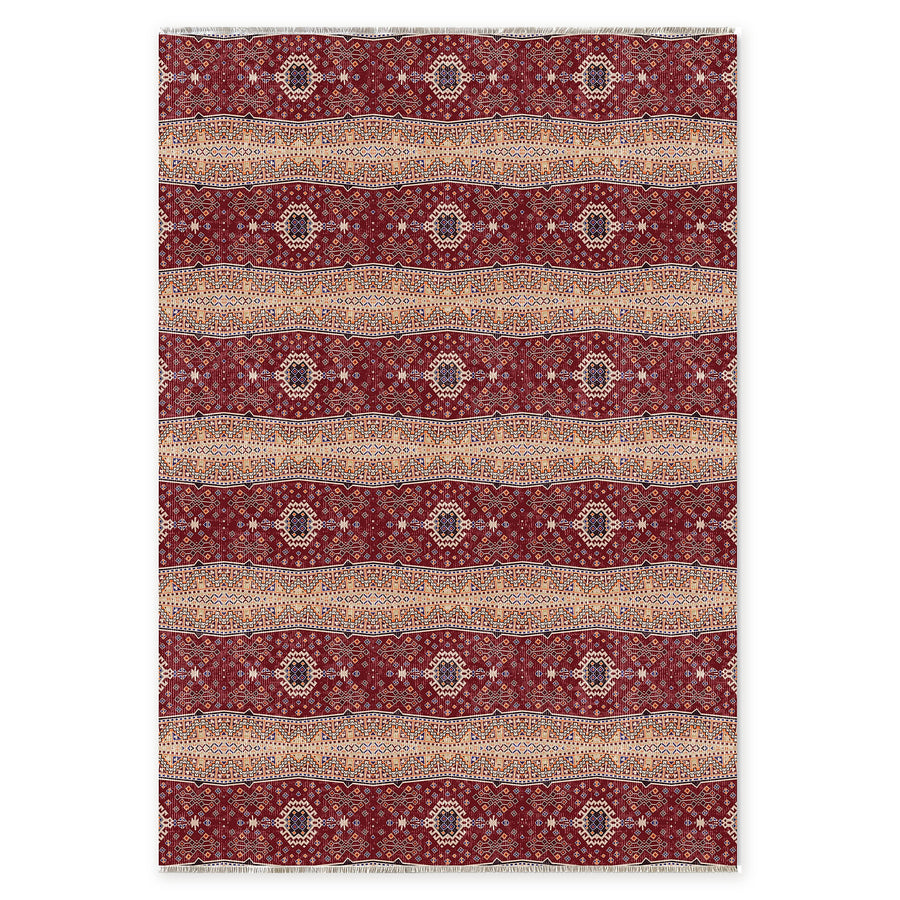 Eastward Border Burnt Red Heritage Washable Rug