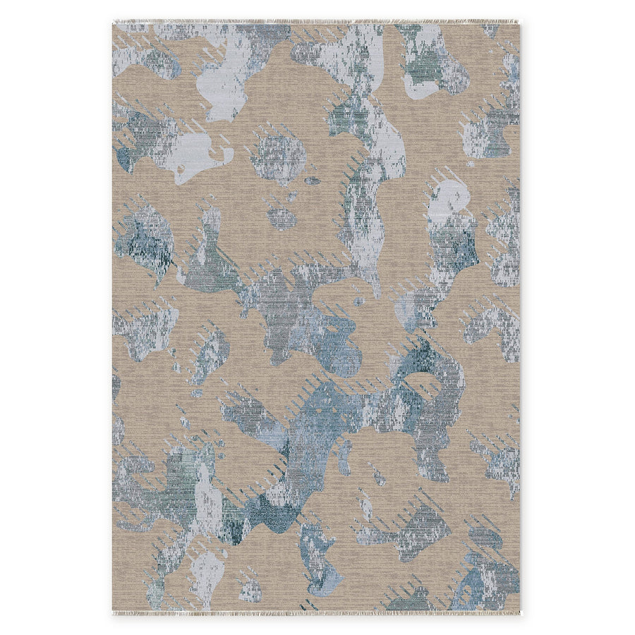 Dusky Linework Indigo Blue Modern Washable Rug