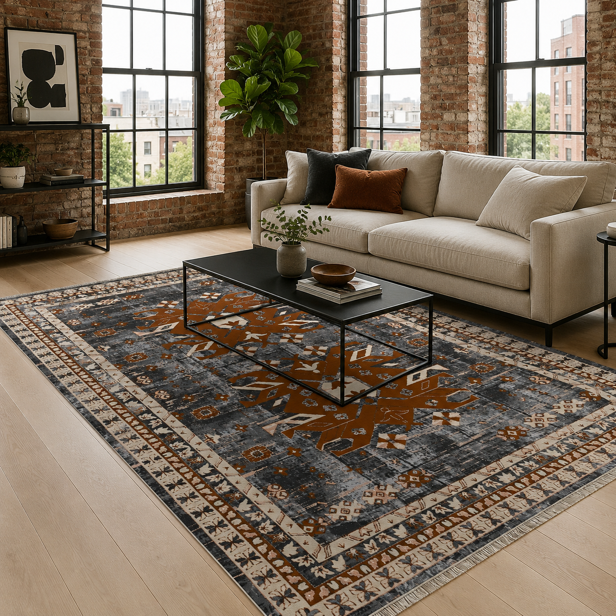RW7084 washable chenille rug texture and pattern detail