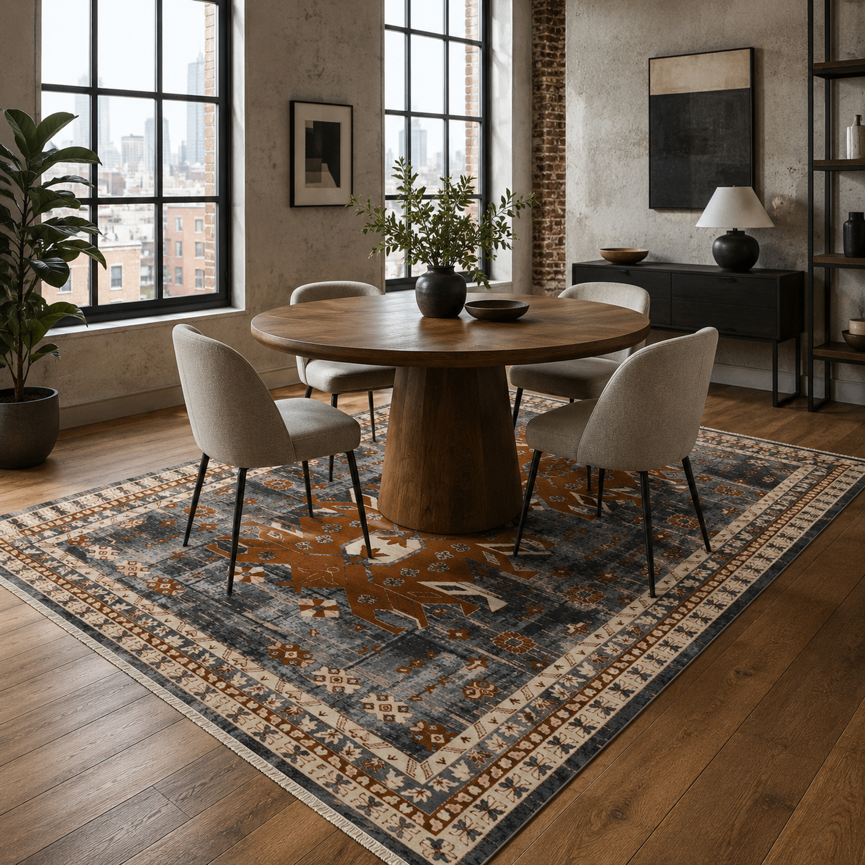 RW7084 washable chenille rug texture and pattern detail