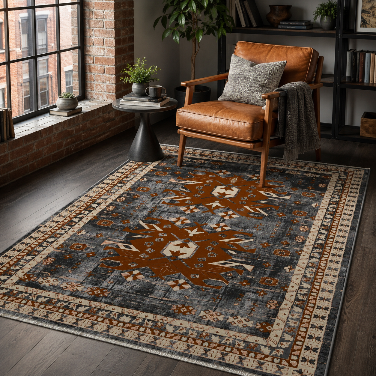 RW7084 washable chenille rug texture and pattern detail