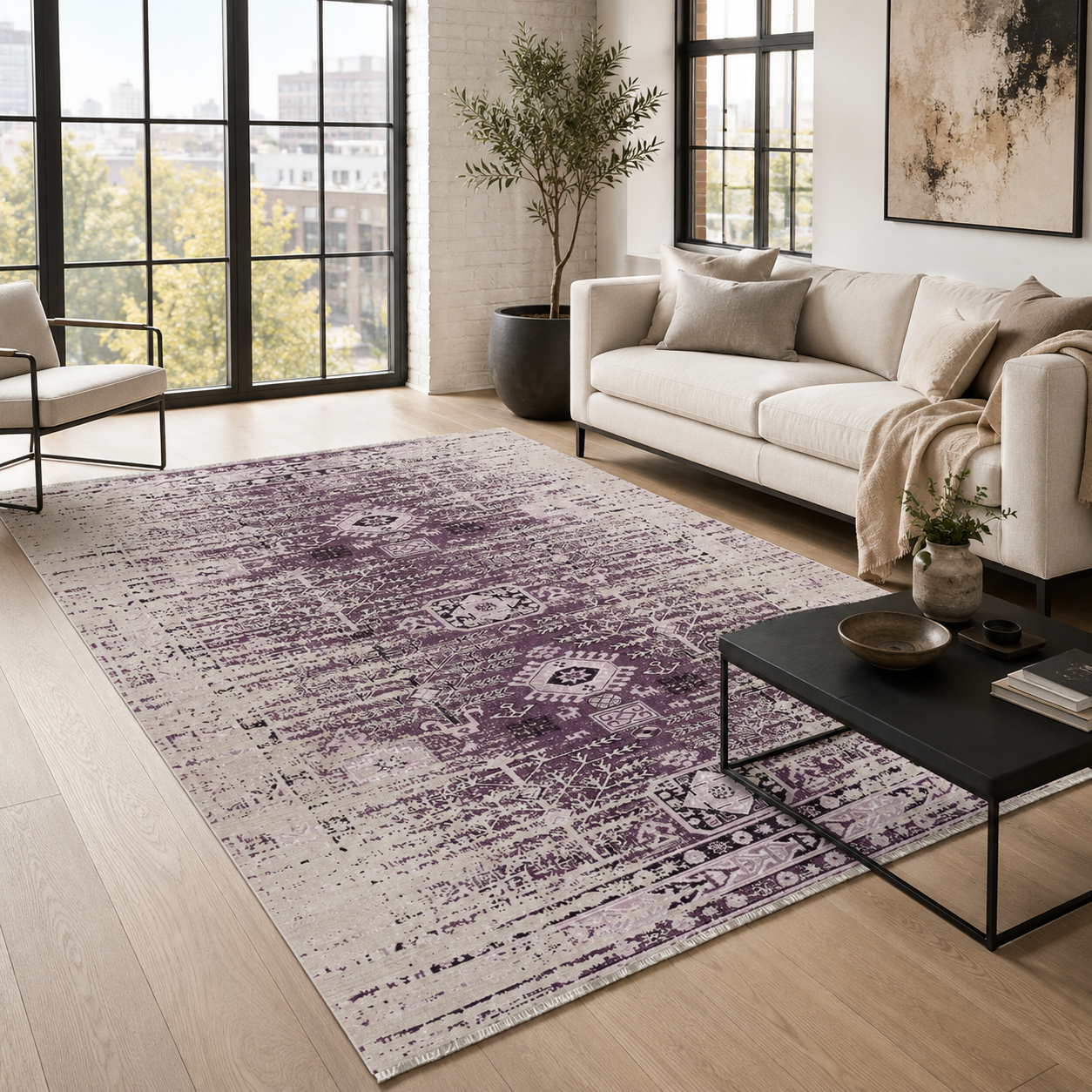 RW7085 washable chenille rug texture and pattern detail