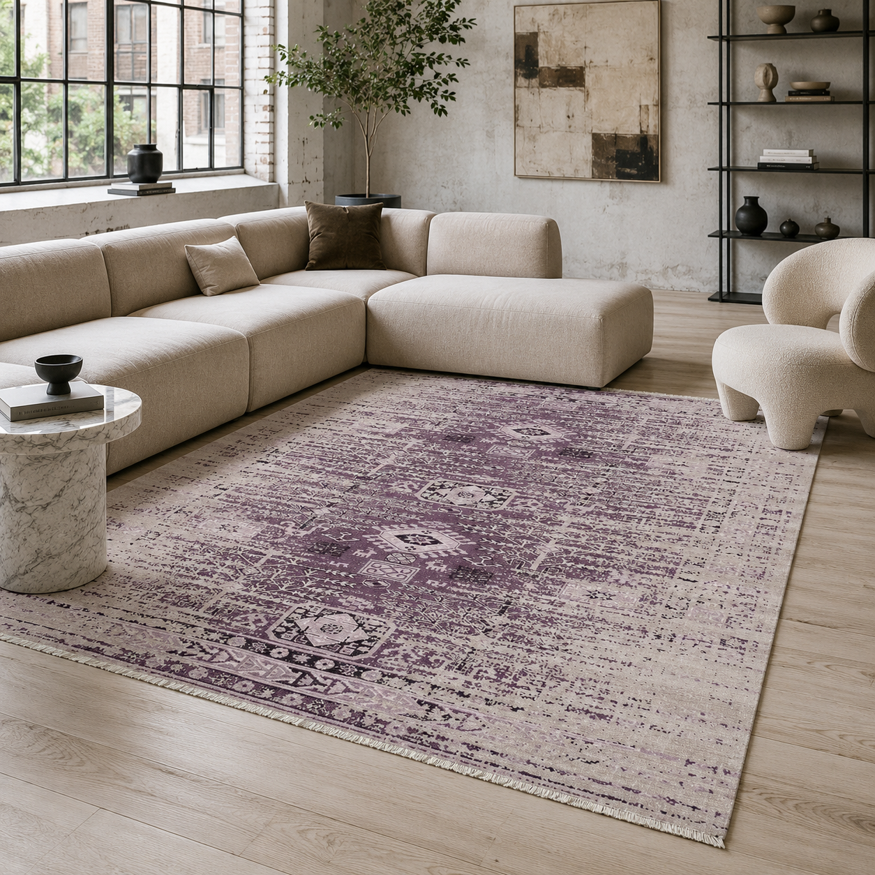 RW7085 washable chenille rug texture and pattern detail