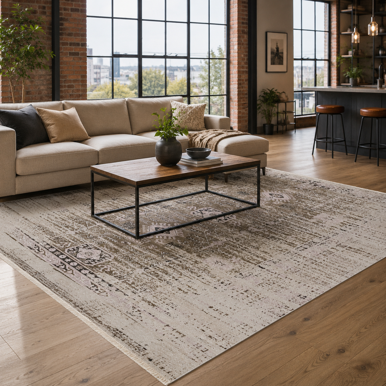 RW7086 washable chenille rug texture and pattern detail