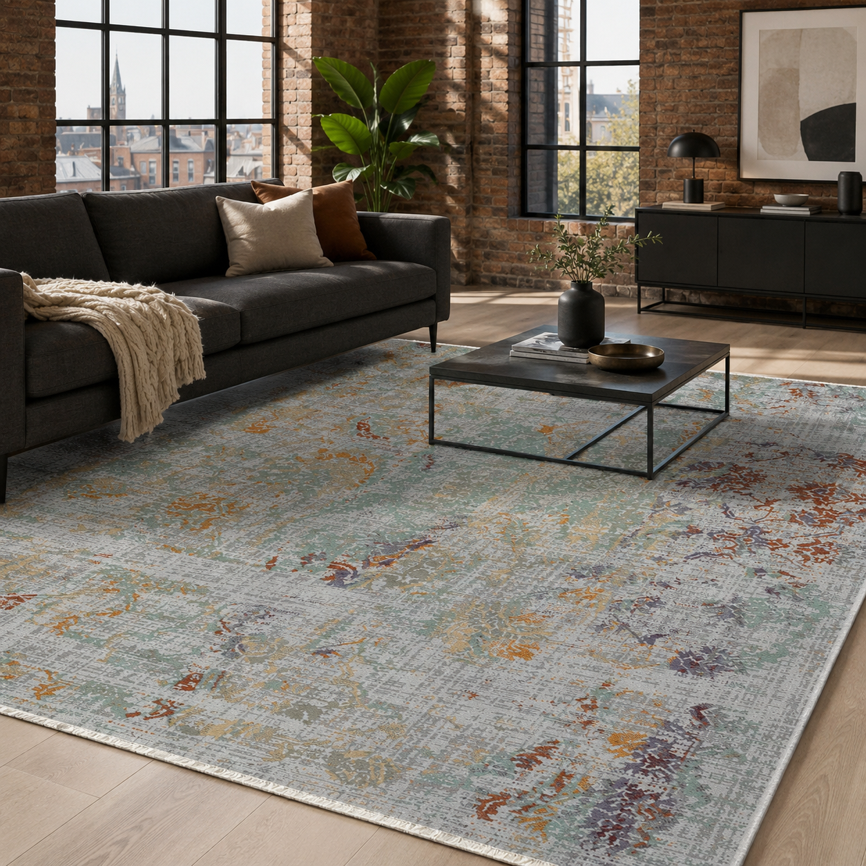 RW7088 washable chenille rug texture and pattern detail