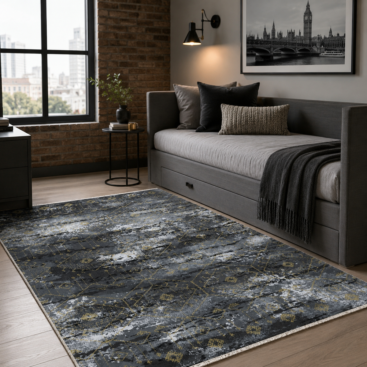 RW7090 washable chenille rug texture and pattern detail