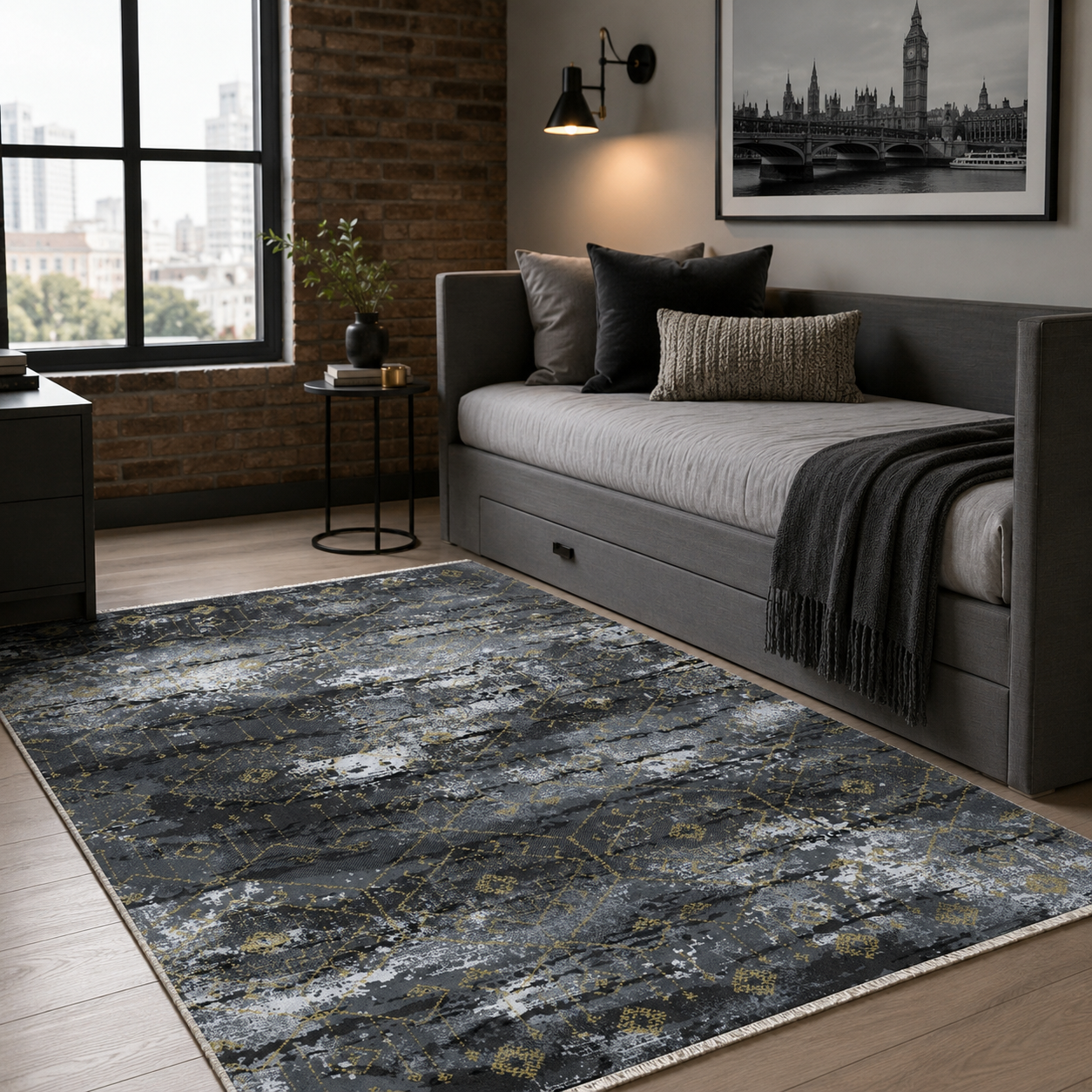 RW7090 washable chenille rug texture and pattern detail