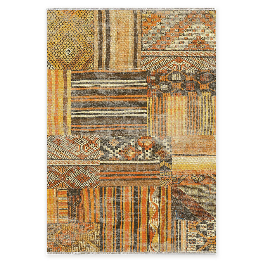 Eastward Border Terracotta Heritage Washable Rug