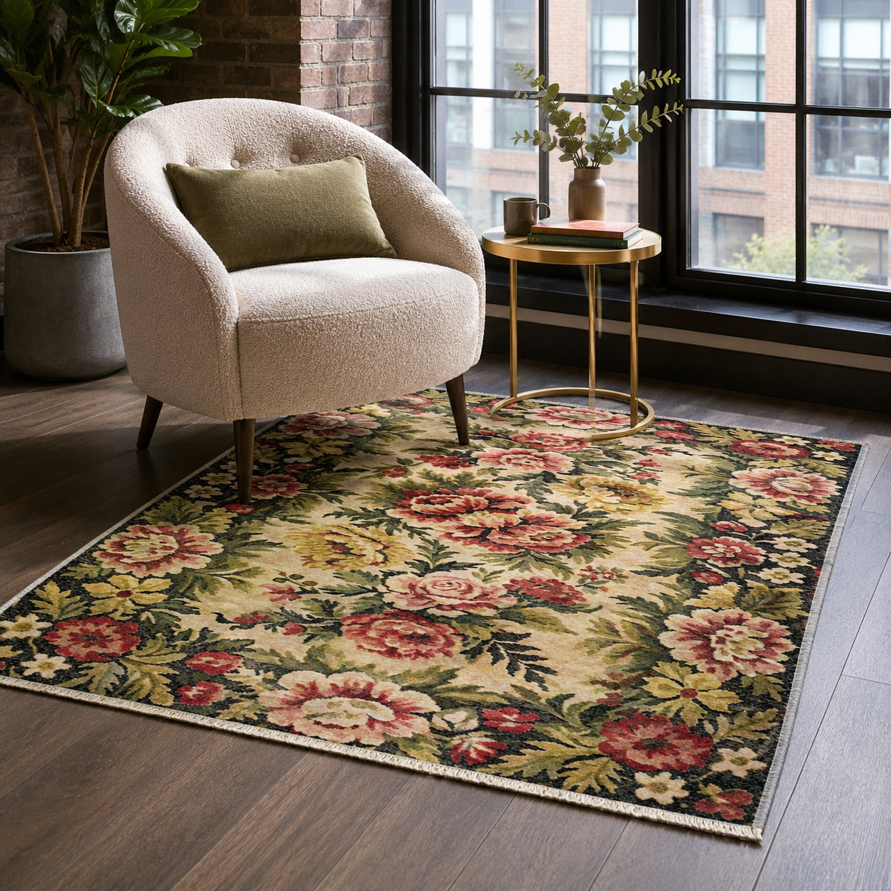 RW7092 washable chenille rug texture and pattern detail