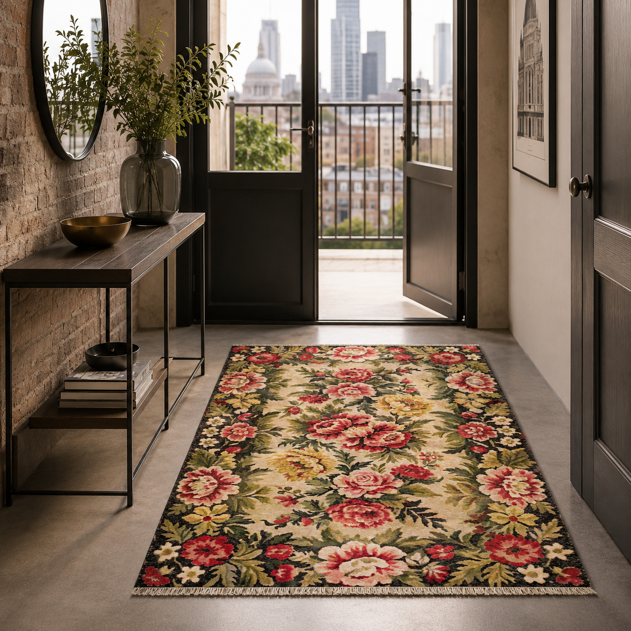 RW7092 washable chenille rug texture and pattern detail