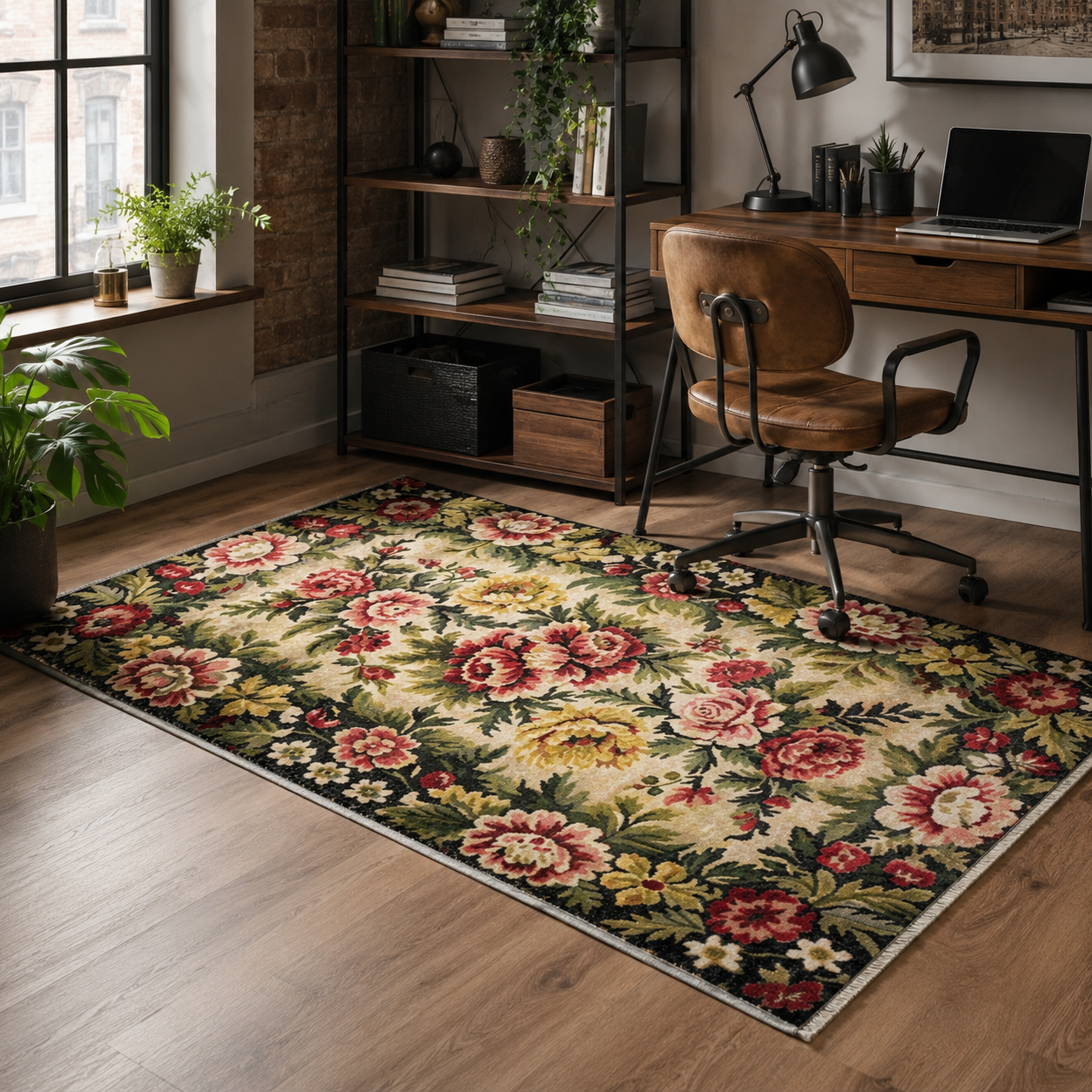 RW7092 washable chenille rug texture and pattern detail