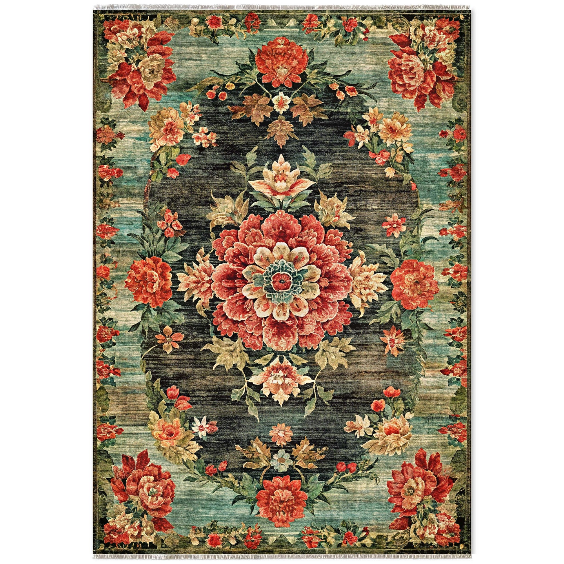 RW7093 washable chenille area rug viewed from above