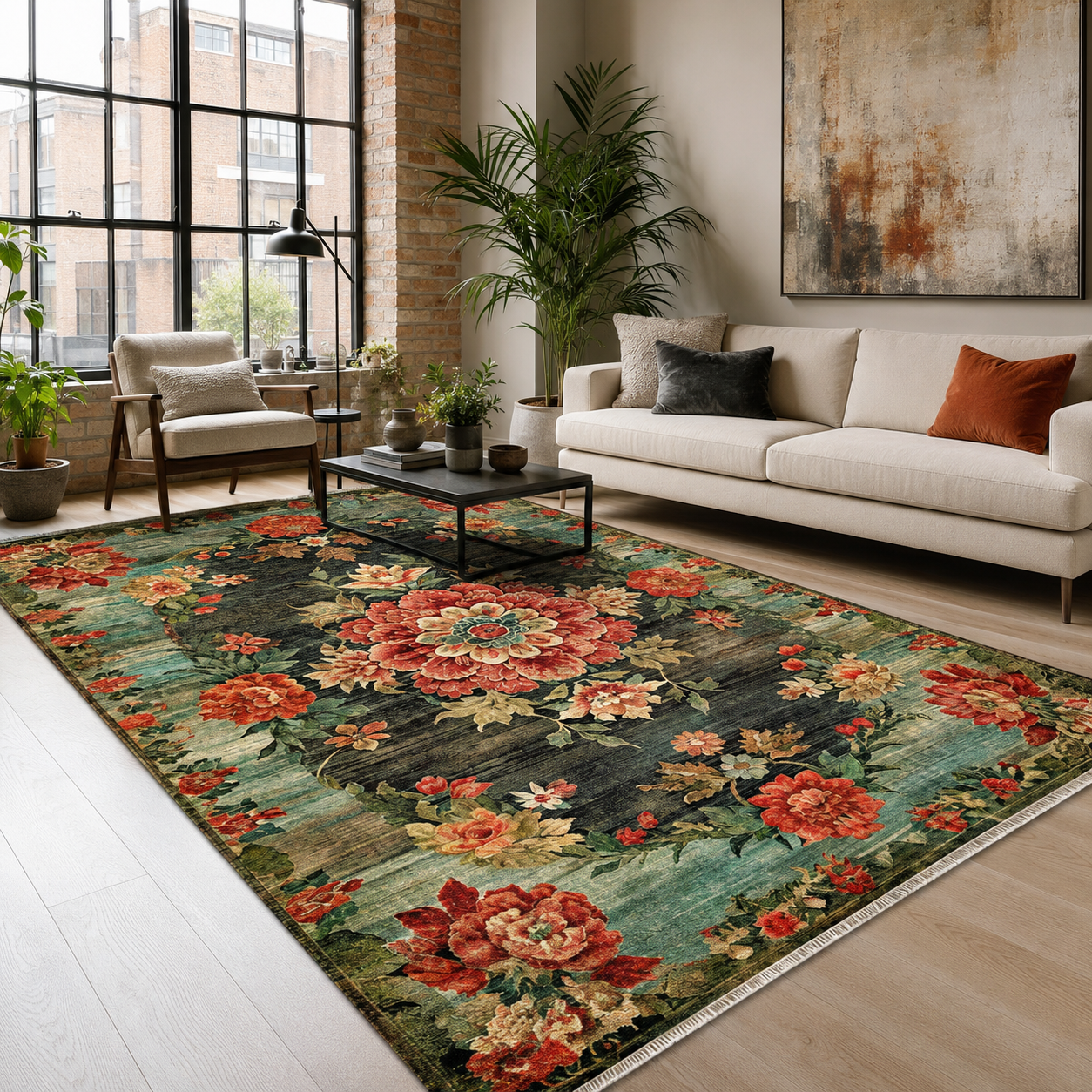 RW7093 washable chenille rug texture and pattern detail