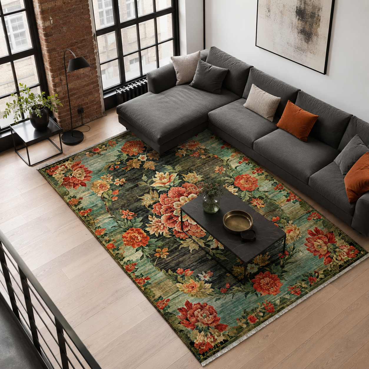 RW7093 washable chenille rug texture and pattern detail