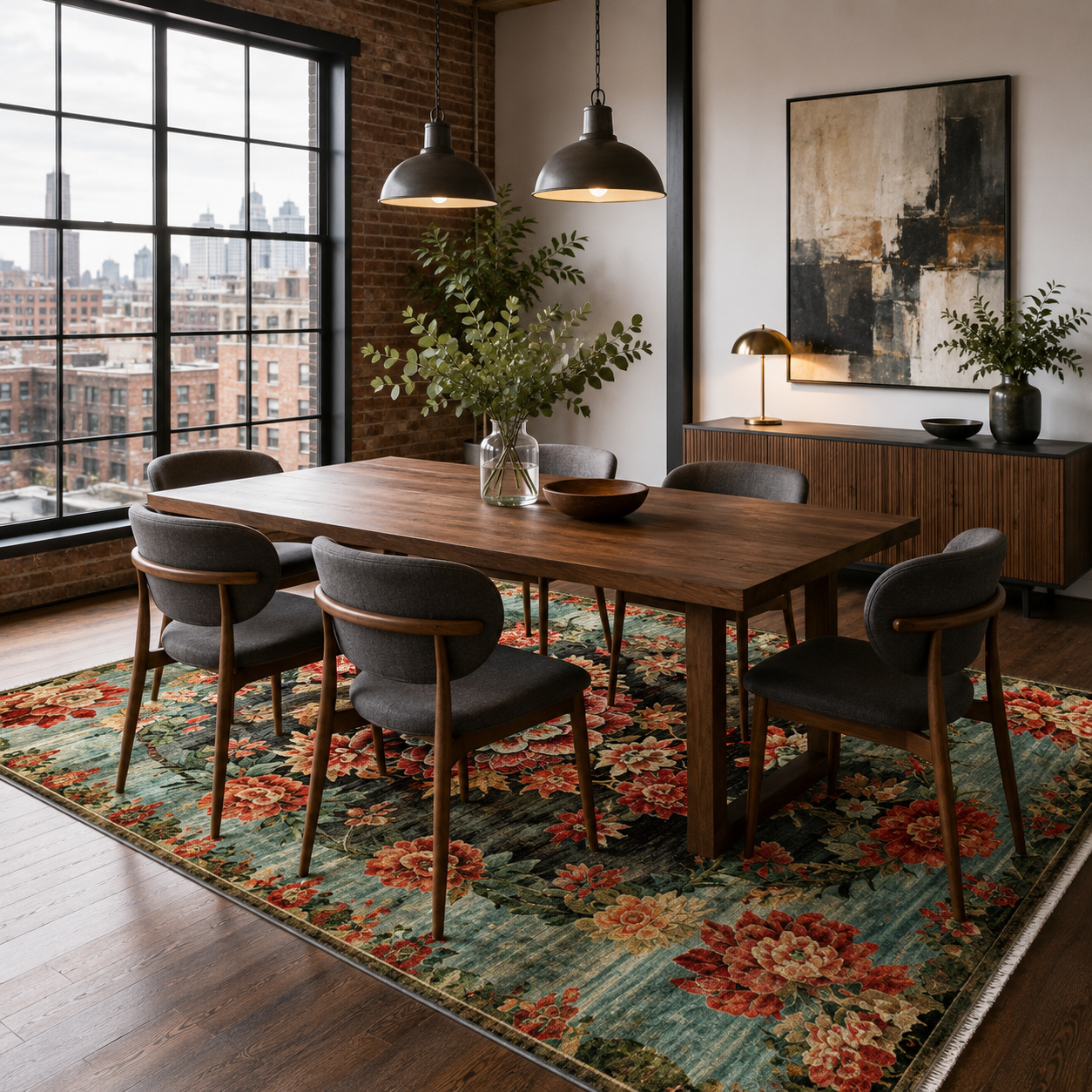 RW7093 washable chenille rug texture and pattern detail