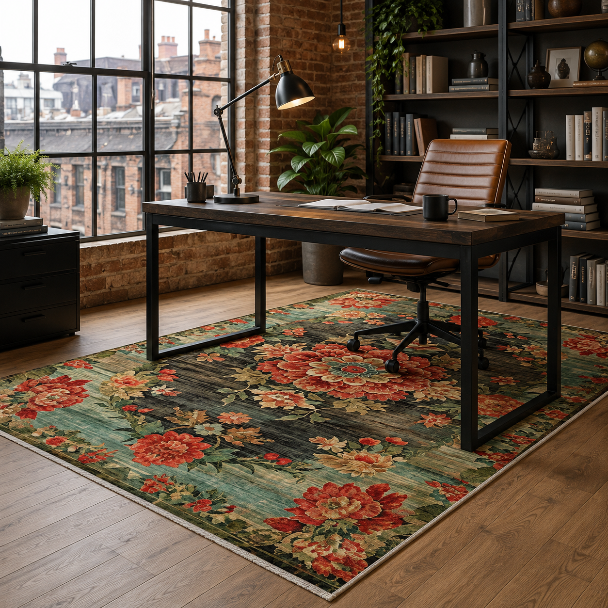 RW7093 washable chenille rug texture and pattern detail