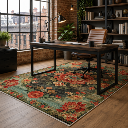 RW7093 washable chenille rug texture and pattern detail