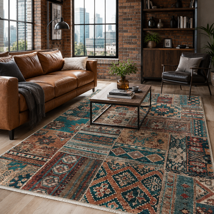 RW7095 washable chenille rug texture and pattern detail