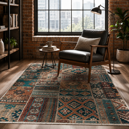 RW7095 washable chenille rug texture and pattern detail