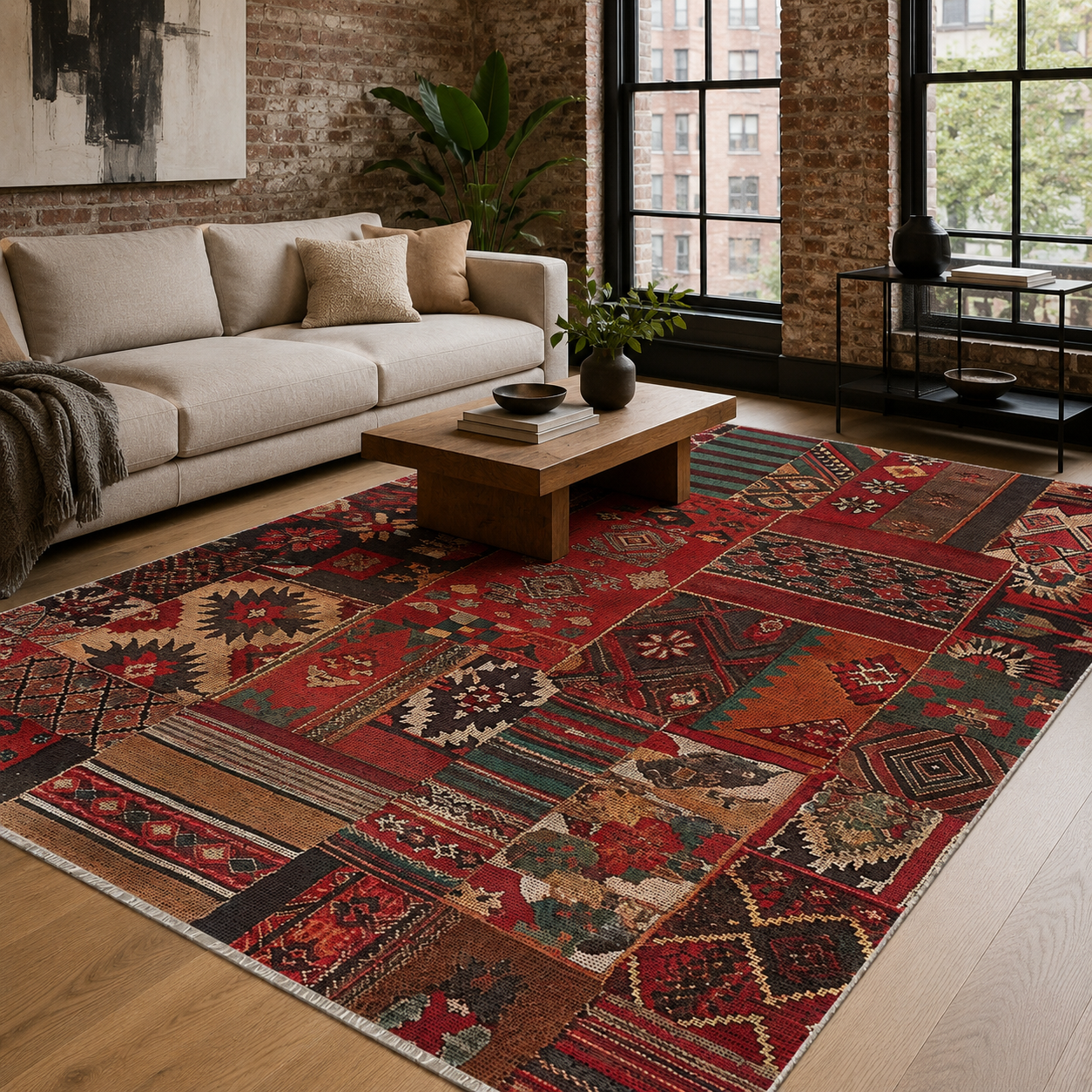 RW7097 washable chenille rug texture and pattern detail