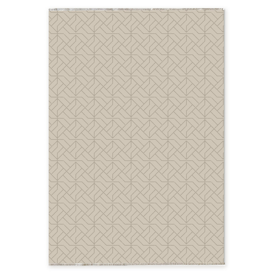 Tonal Linework Soft Grey Modern Washable Rug