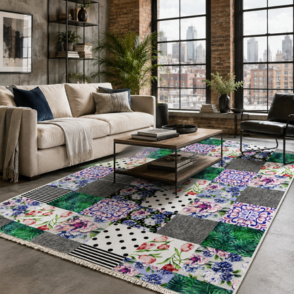 RW7102 washable chenille rug texture and pattern detail