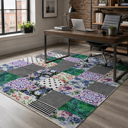RW7102 washable chenille rug texture and pattern detail