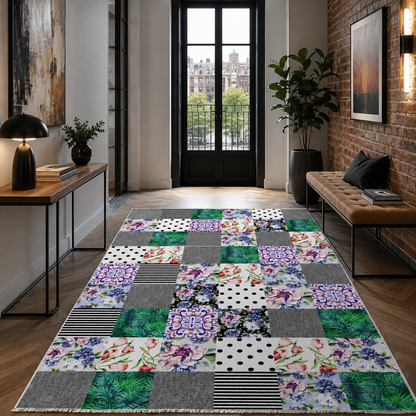 RW7102 washable chenille rug texture and pattern detail