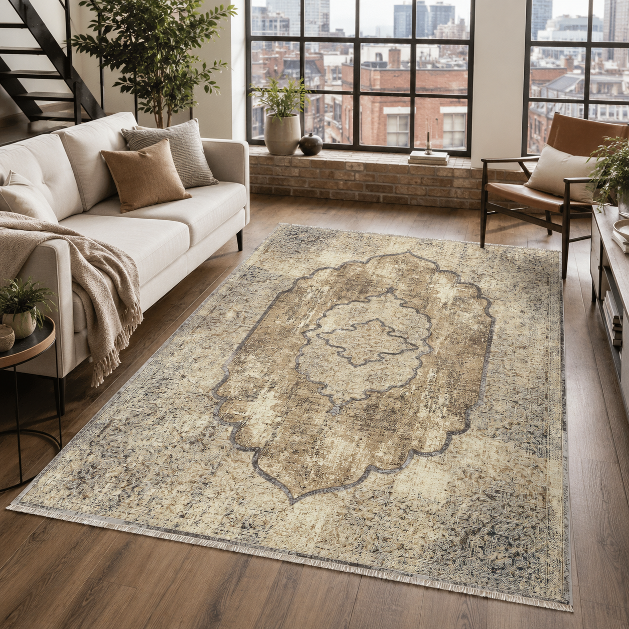 RW7103 washable chenille rug texture and pattern detail