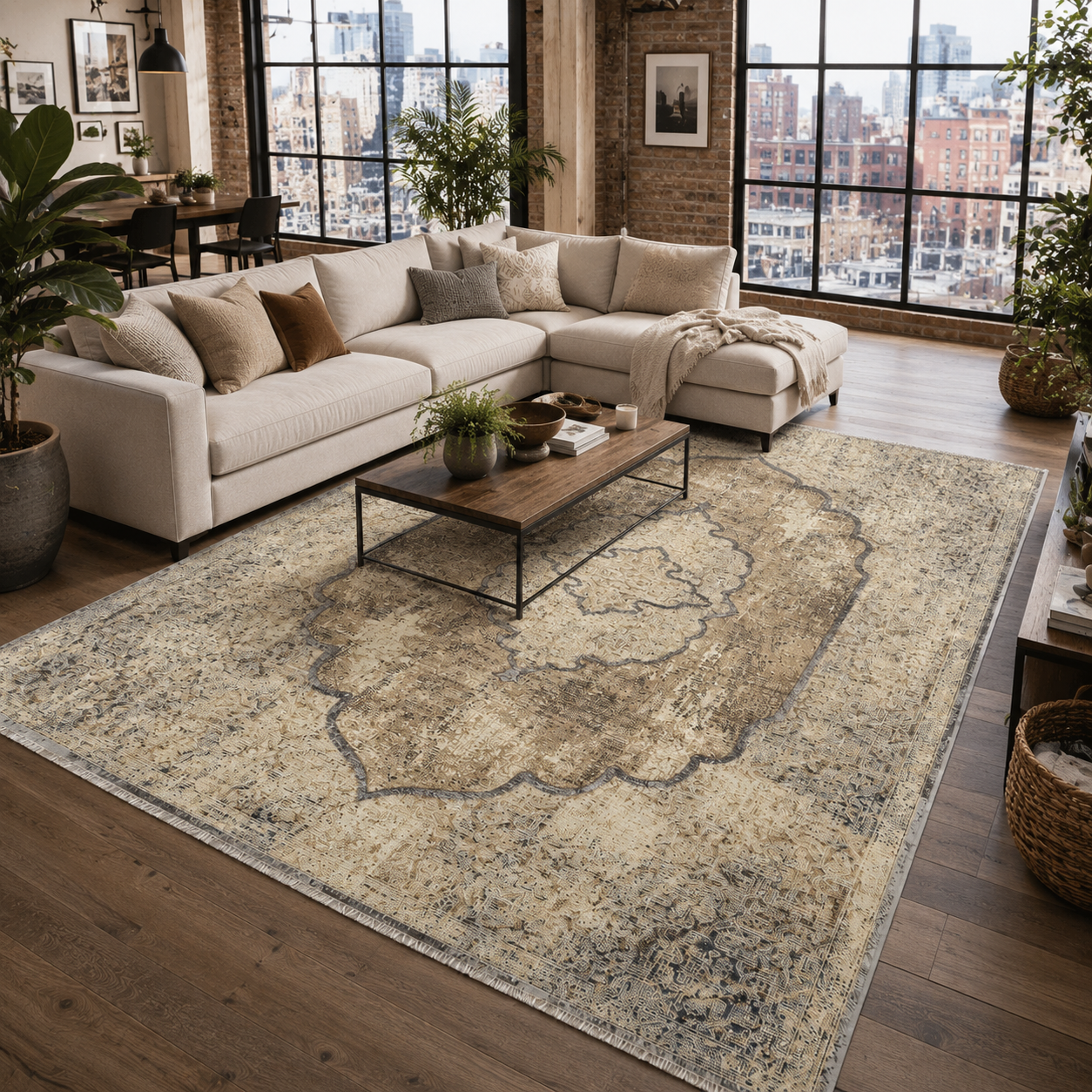 RW7103 washable chenille rug texture and pattern detail