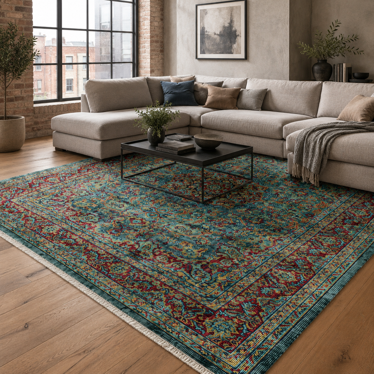 RW7105 washable chenille rug texture and pattern detail