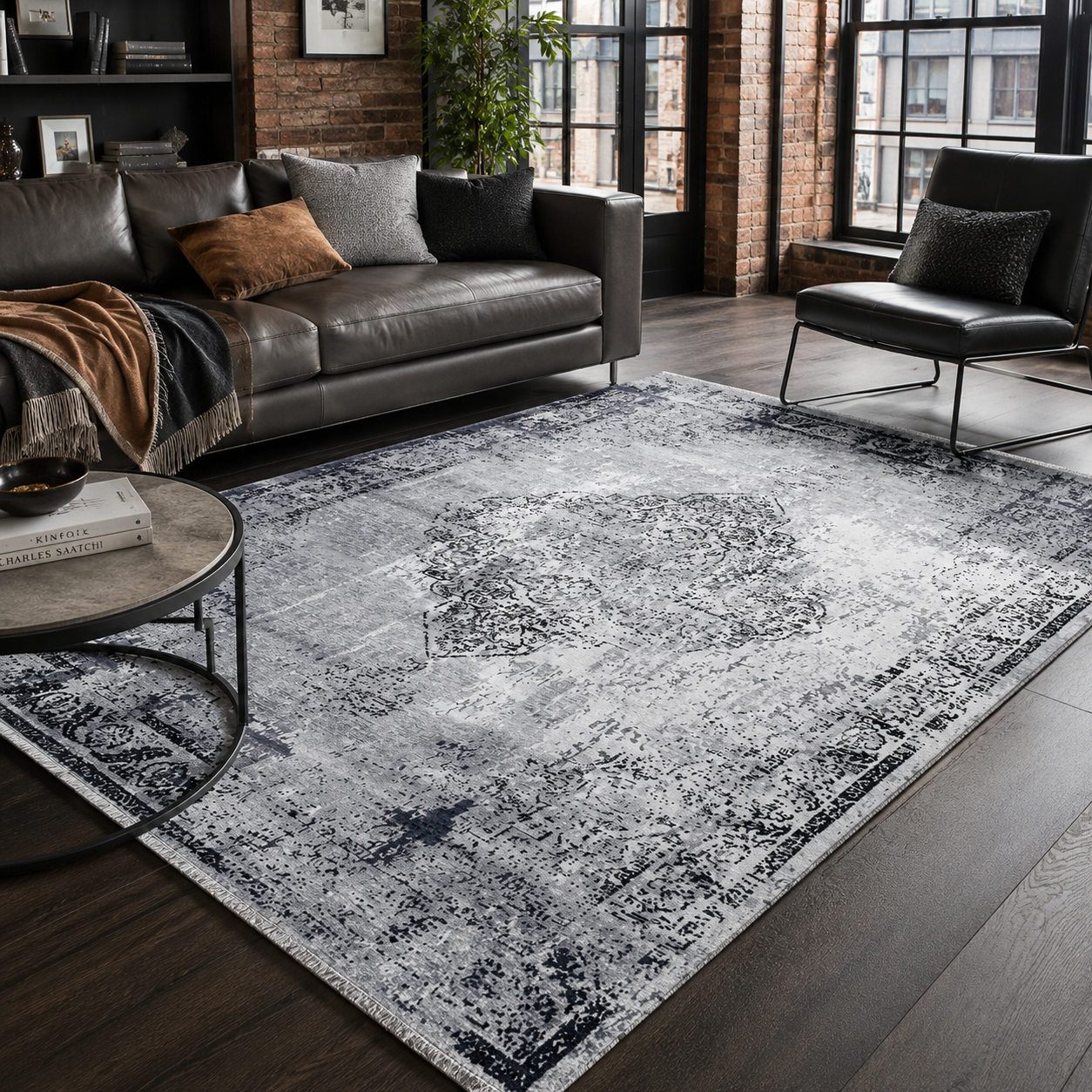 RW7107 washable chenille rug texture and pattern detail