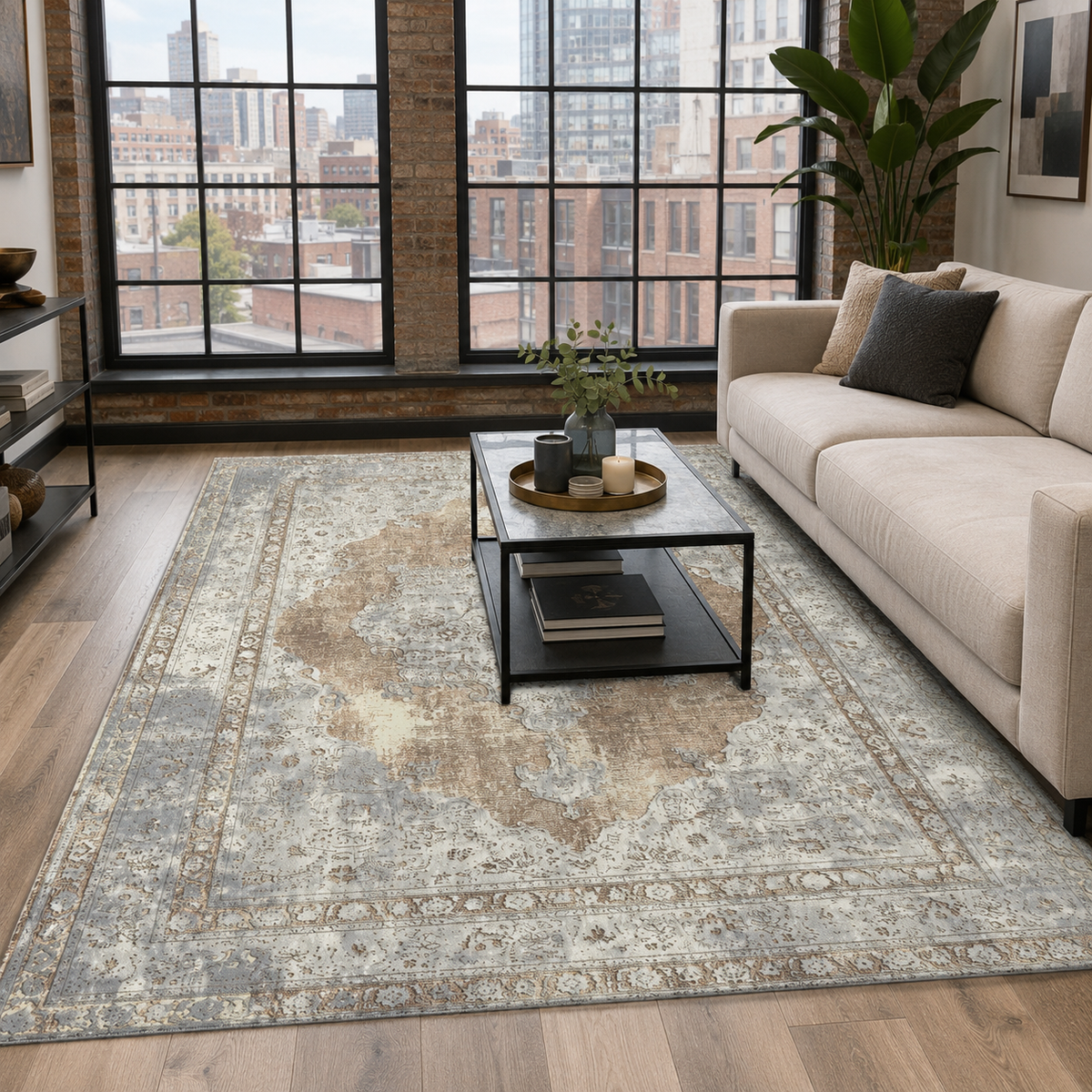RW7108 washable chenille rug texture and pattern detail