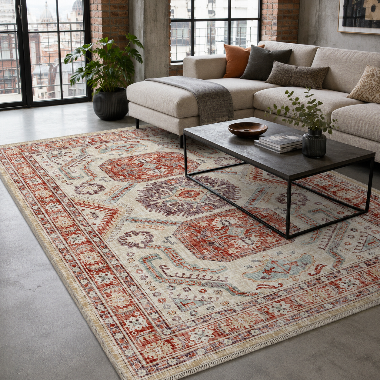 RW7109 washable chenille rug texture and pattern detail