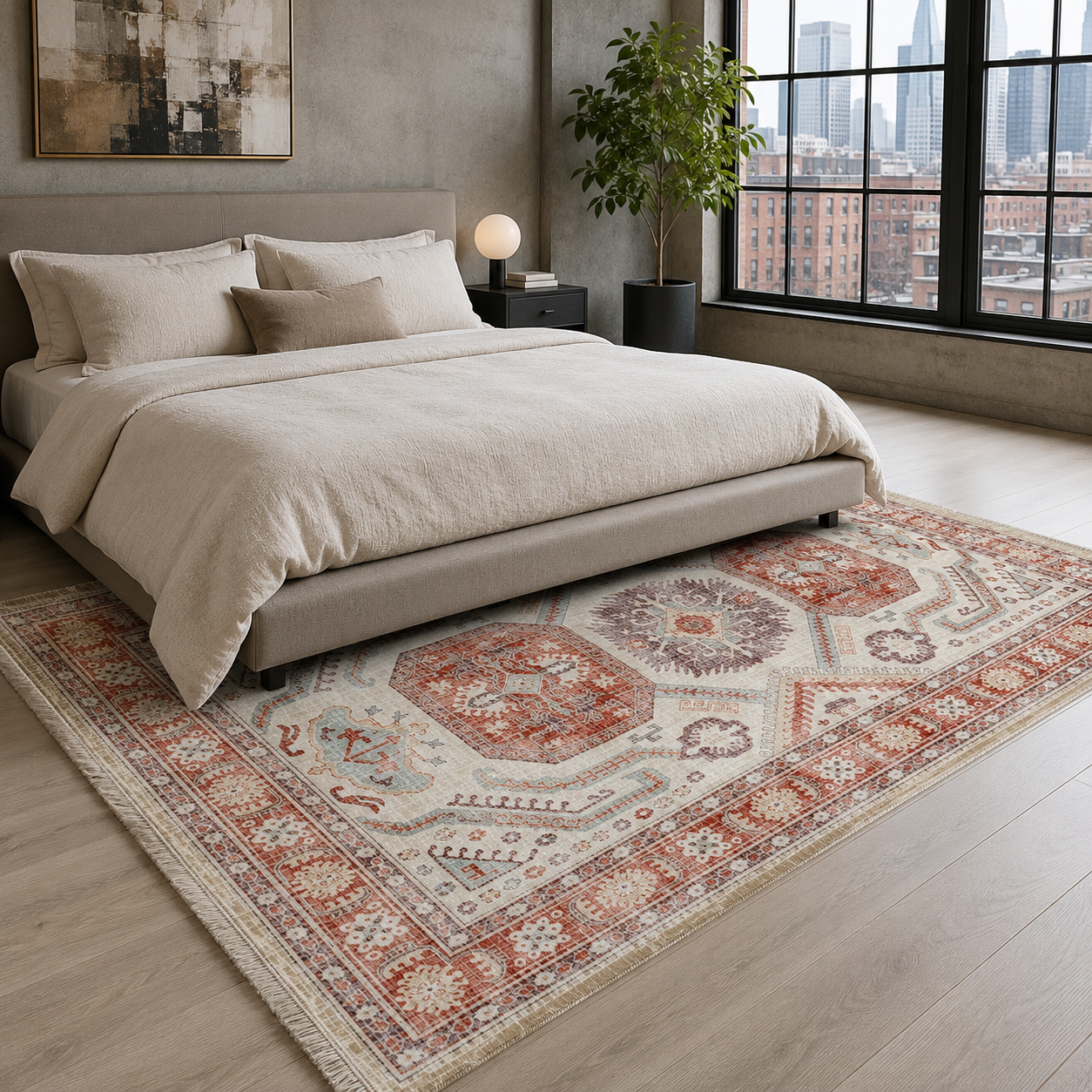 RW7109 washable chenille rug texture and pattern detail
