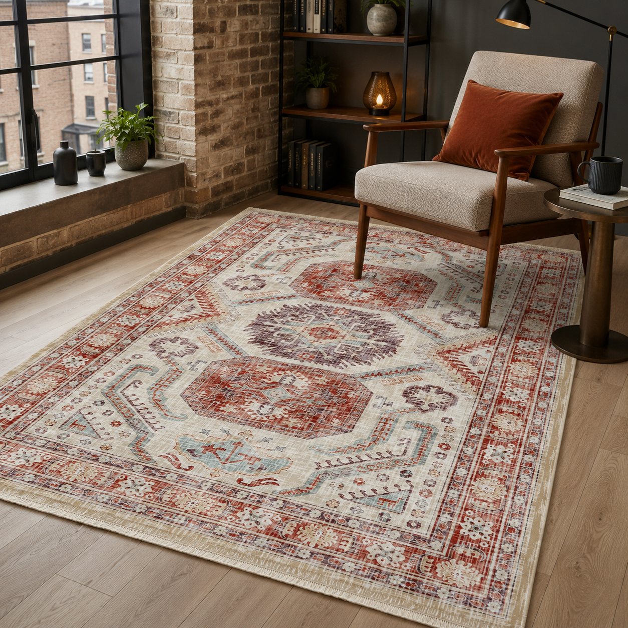 RW7109 washable chenille rug texture and pattern detail